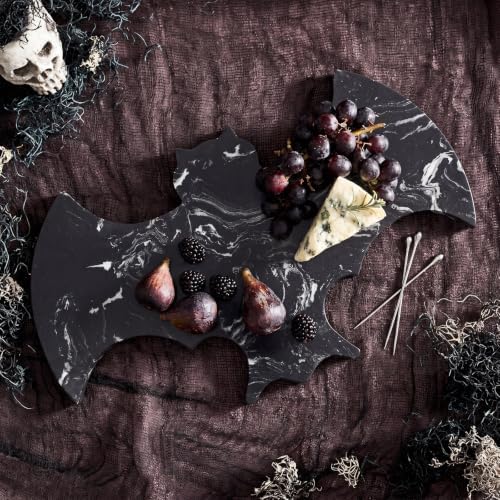 Halloween Bat Marble Cheese Board Black Charcuterie Cutting Tray Marble Serving Decorative for Halloween, alternate view 4