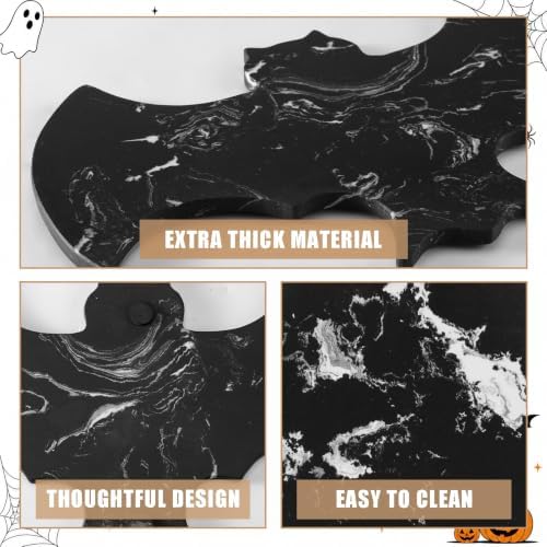 Halloween Bat Marble Cheese Board Black Charcuterie Cutting Tray Marble Serving Decorative for Halloween, alternate view 5
