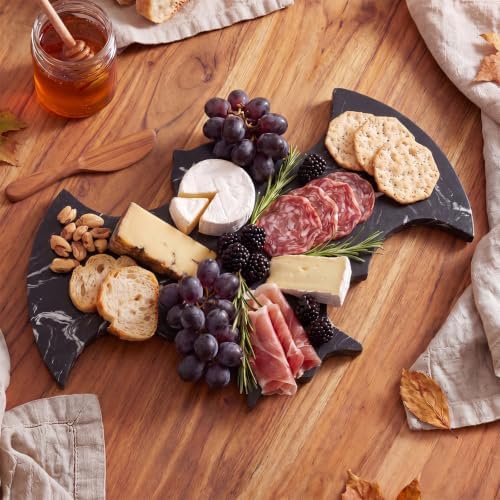Halloween Bat Marble Cheese Board Black Charcuterie Cutting Tray Marble Serving Decorative for Halloween, alternate view 6