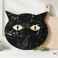 Halloween Black Cat Marble Cheese Board, 11 x 9.8 Inch Black Marble Charcuterie Board Decorative Serving Tray