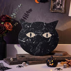 Halloween Black Cat Marble Cheese Board, 11 x 9.8 Inch Black Marble Charcuterie Board Decorative Serving Tray, alternate view