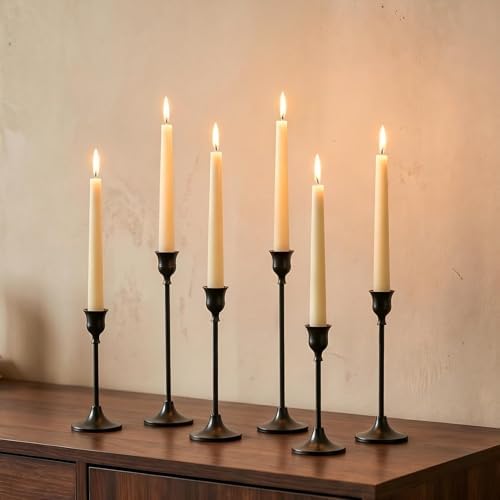 Halloween Candle Holder for Candlestick: Solid Aluminum - Set of 6 in Black