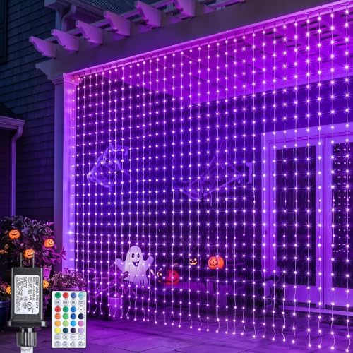 Halloween Curtain Lights String, 256 LED 5.2 x 5.2ft Color Changing in 5.2 x 5.2ft