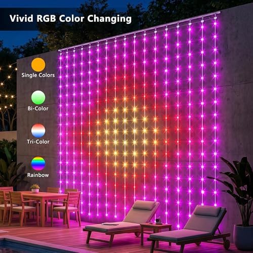 Halloween Curtain Lights String, 256 LED 5.2 x 5.2ft Color Changing in 5.2 x 5.2ft, alternate view 2