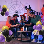 Halloween Decorations,4Set Purple Black Gold Balloon Stand Kit in 4 Count (Pack of 1) in Black Gold, alternate view 2