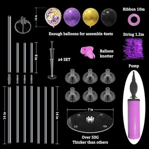 Halloween Decorations,4Set Purple Black Gold Balloon Stand Kit in 4 Count (Pack of 1) in Black Gold, alternate view 3