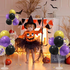 Halloween Decorations,4Set Purple Black Gold Balloon Stand Kit in 4 Count (Pack of 1) in Black Gold, alternate view 5