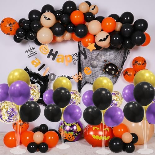 Halloween Decorations,4Set Purple Black Gold Balloon Stand Kit in 4 Count (Pack of 1) in Black Gold, alternate view 6