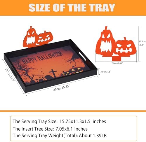 Halloween Decorations Decorative Serving Trays and Platters Pumpkin Tray - Snacks Bowl Candy Dish - for, alternate view 2