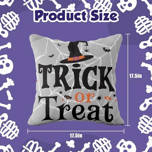 Halloween Decorations - Halloween Pillow Covers 18x18 | Halloween Decor Indoor Outdoor - Skeleton Ghost Pumpkin, alternate