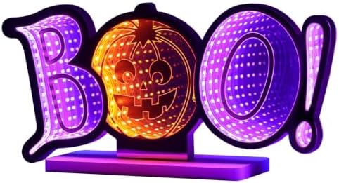 Halloween Decorations Indoor, Boo Pumpkin Infinity Mirror Tunnel Light for Halloween Decor, Night Lights with