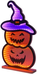 Halloween Decorations Indoor, Scary Pumpkin Infinity Mirror Tunnel Light for Halloween Decor, Witch Hat Night