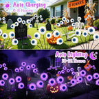 Halloween Decorations Outdoor, 4 Pack 24 LED Solar Purple Scary Eyeball Swaying Lights, Solar Firefly Light, alternate view 3