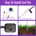 Halloween Decorations Outdoor, 4 Pack 24 LED Solar Purple Scary Eyeball Swaying Lights, Solar Firefly Light, alternate view 5