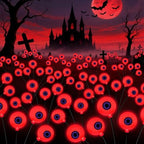 Halloween Decorations Outdoor, 8 Pack 48 LED Solar Red Scary Eyeball Swaying Lights, Solar Firefly Light