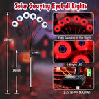 Halloween Decorations Outdoor, 8 Pack 48 LED Solar Red Scary Eyeball Swaying Lights, Solar Firefly Light, alternate view 2