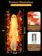 Halloween Decorations Outdoor Indoor-5.3ft Hanging Ghost Decor with a Maple Leaf 6.6ft Swing, Ghost Light, alternate view 3