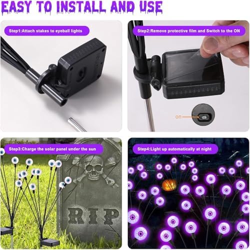 Halloween Decorations Outdoor Solar Scary Eyeball Light,10Pack 80LEDs in Halloween Decor Lights 10Pack-80LEDs, alternate view