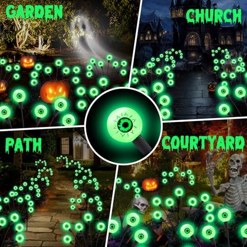 Halloween Decorations Outdoor Solar Scary Eyeball Lights,4Pack 32LEDs in Halloween Decor Lights 4Pack-32LEDs, alternate view