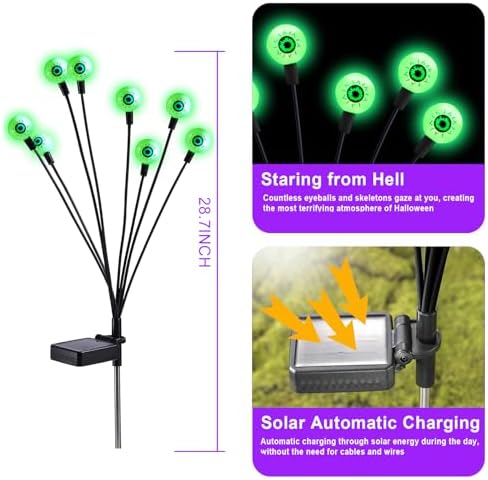 Halloween Decorations Outdoor Solar Scary Eyeball Lights,4Pack 32LEDs in Halloween Decor Lights 4Pack-32LEDs, alternate view