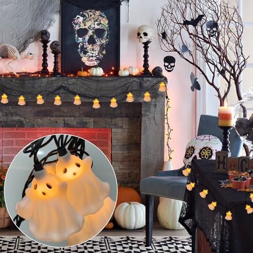 Halloween Ghost LED String Lights 8.5FT Indoor String Lights with 10 LED White Genius for Outdoor Patio Indoor, alternate