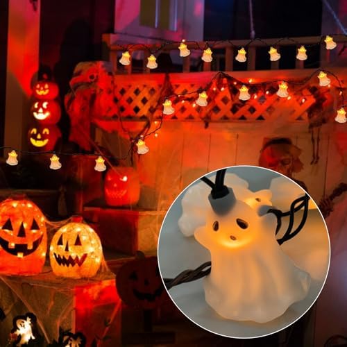 Halloween Ghost LED String Lights 8.5FT Indoor String Lights with 10 LED White Genius for Outdoor Patio Indoor, alternate