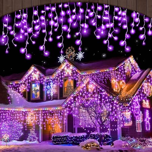 Halloween Icicle Lights Outdoor, 512 LED 46.5 FT 8 Lighting Modes with Timer & Memory, Curtain Fairy String