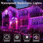 Halloween Icicle Lights Outdoor, 512 LED 46.5 FT 8 Lighting Modes with Timer & Memory, Curtain Fairy String, alternate view 3