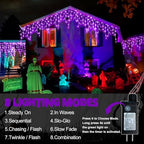 Halloween Icicle Lights Outdoor, 512 LED 46.5 FT 8 Lighting Modes with Timer & Memory, Curtain Fairy String, alternate view 4