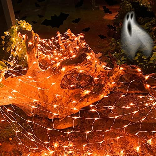 Halloween Net Lights, 360 LED 12ft x 5ft Connectable Mesh Fairy String Lights,8 Modes Low Voltage Safe Adaptor
