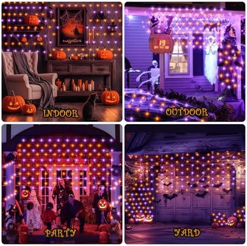 Halloween Net Lights Outdoor 360 LED 12x5 FT Bush Orange Purple Light in 12x5 FT, alternate view 6