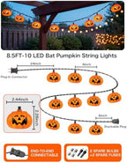 Halloween Pumpkin String Lights 8.5ft Orange Hanging Decorative String Lights with 10 LED Pumpkin for Indoor, alternate view
