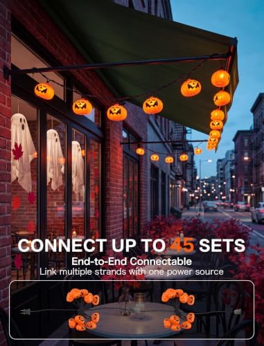 Halloween Pumpkin String Lights 8.5ft Orange Hanging Decorative String Lights with 10 LED Pumpkin for Indoor, alternate view