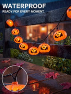 Halloween Pumpkin String Lights 8.5ft Orange Hanging Decorative String Lights with 10 LED Pumpkin for Indoor, alternate view