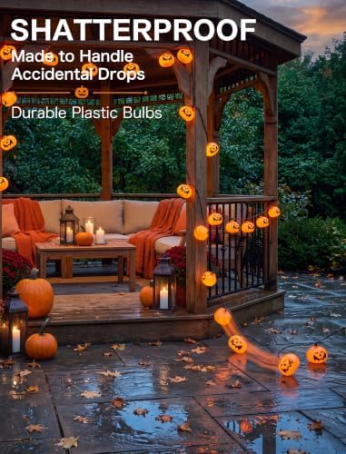 Halloween Pumpkin String Lights 8.5ft Orange Hanging Decorative String Lights with 10 LED Pumpkin for Indoor, alternate view