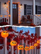 Halloween Pumpkin String Lights 8.5ft Orange Hanging Decorative String Lights with 10 LED Pumpkin for Indoor, alternate view