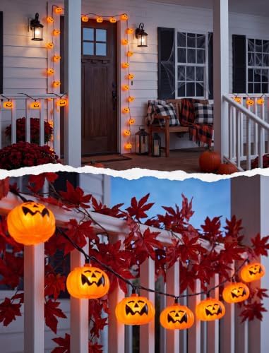 Halloween Pumpkin String Lights 8.5ft Orange Hanging Decorative String Lights with 10 LED Pumpkin for Indoor, alternate view