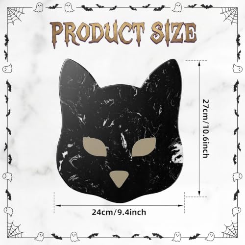 Halloween Spooky Black Cat Marble Cutting Cheese Board 11 x 9 in in 12.4"L x 12.4"W in Black, alternate view 2