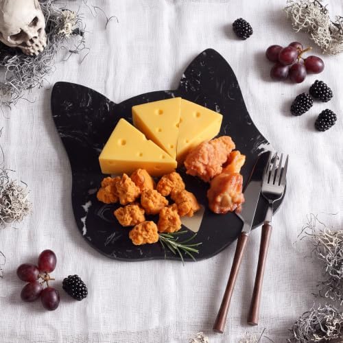 Halloween Spooky Black Cat Marble Cutting Cheese Board 11 x 9 in in 12.4"L x 12.4"W in Black, alternate view 6