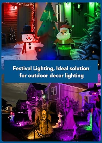 Halloween Spotlights Outdoor, 12W Super Bright RGBW Christmas Spot Lights, 120V Plug-in Color Changing LED, alternate view 2