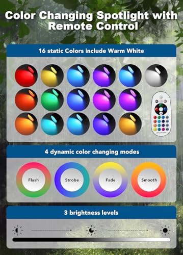 Halloween Spotlights Outdoor, 12W Super Bright RGBW Christmas Spot Lights, 120V Plug-in Color Changing LED, alternate view 3