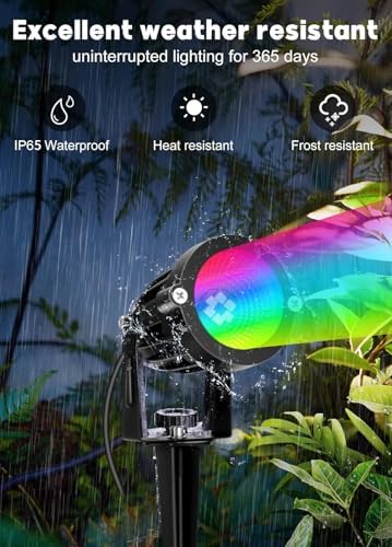 Halloween Spotlights Outdoor, 12W Super Bright RGBW Christmas Spot Lights, 120V Plug-in Color Changing LED, alternate view 4