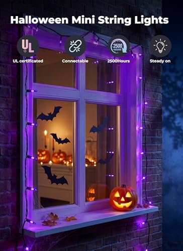 Halloween String Lights Outdoor 100 Count 20 Feet Incandescent Bulb in Purple, alternate view 3