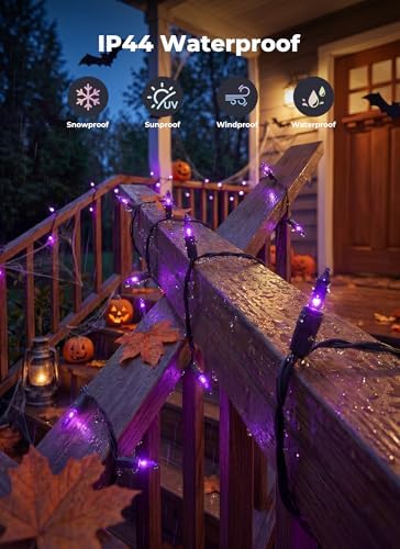 Halloween String Lights Outdoor 100 Count 20 Feet Incandescent Bulb in Purple, alternate view 6