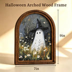 Halloween Wood Framed Arch Sign, Spooky Ghost Witch Halloween Decor, alternate view 4