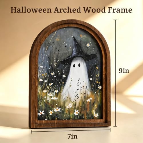 Halloween Wood Framed Arch Sign, Spooky Ghost Witch Halloween Decor, alternate view 4