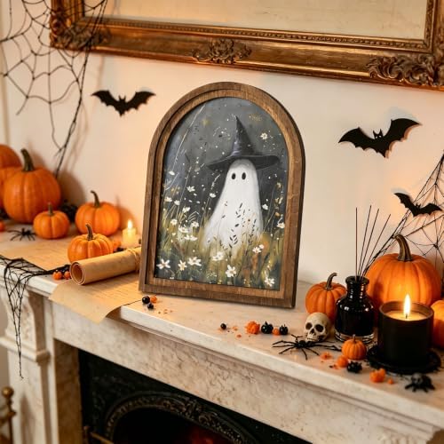 Halloween Wood Framed Arch Sign, Spooky Ghost Witch Halloween Decor, alternate view 5