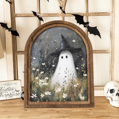 Halloween Wood Framed Arch Sign, Spooky Ghost Witch Halloween Decor, alternate view 6