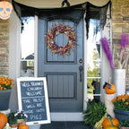 Halloween Wreaths for Front Door 22 Inch Skeleton Black Wreath Handmade Halloween Door Wreath with Purple and, alternate view