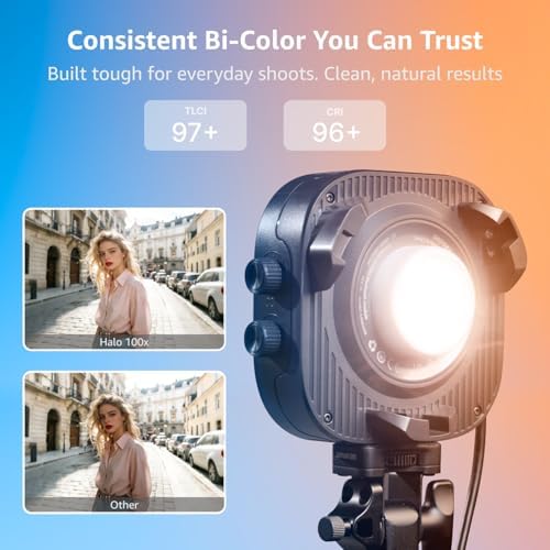 Halo 100x Portable Video Light,100W Bi-Color COB Light